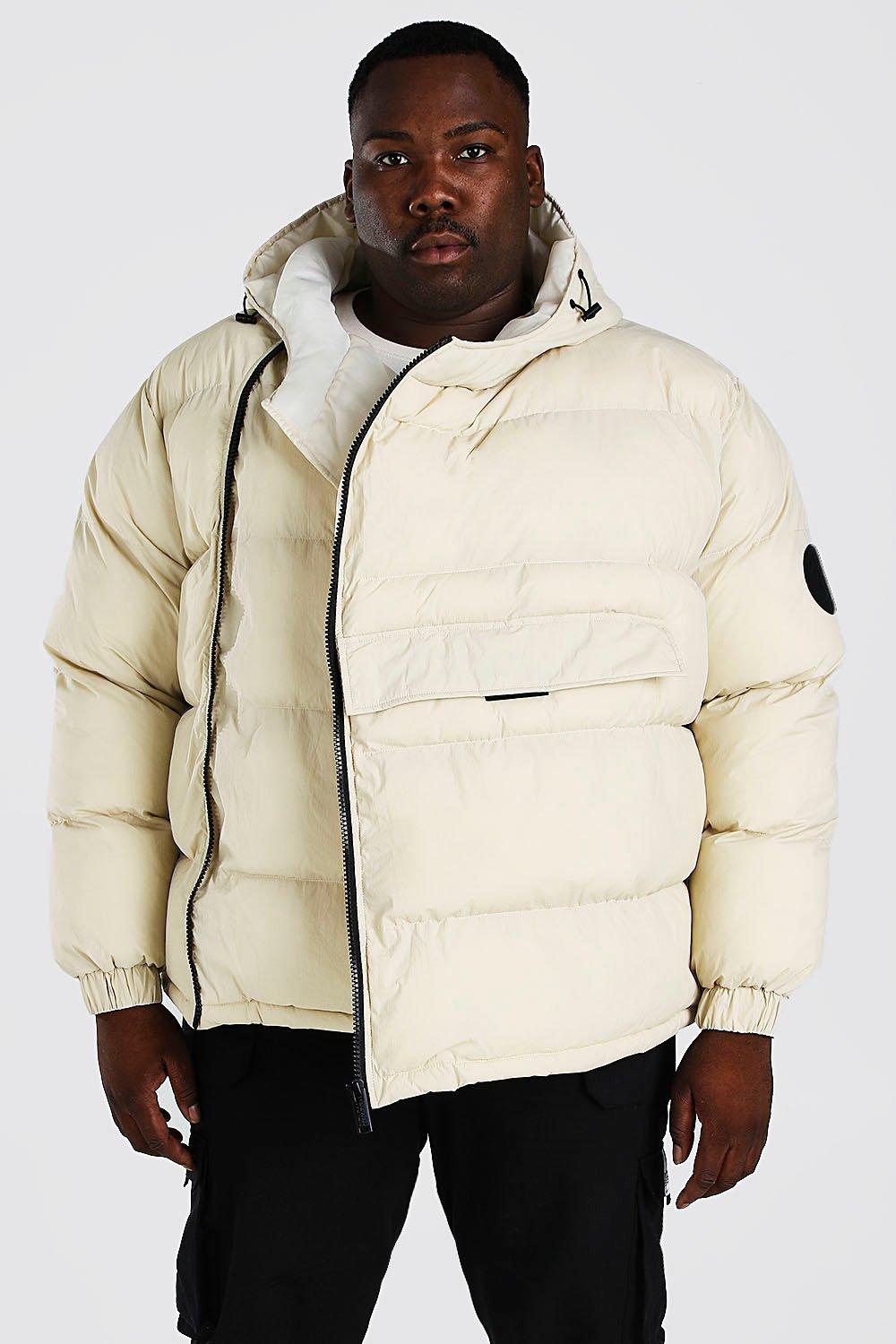 Plus Size Front Pocket Side Zip Puffer | boohooMAN USA